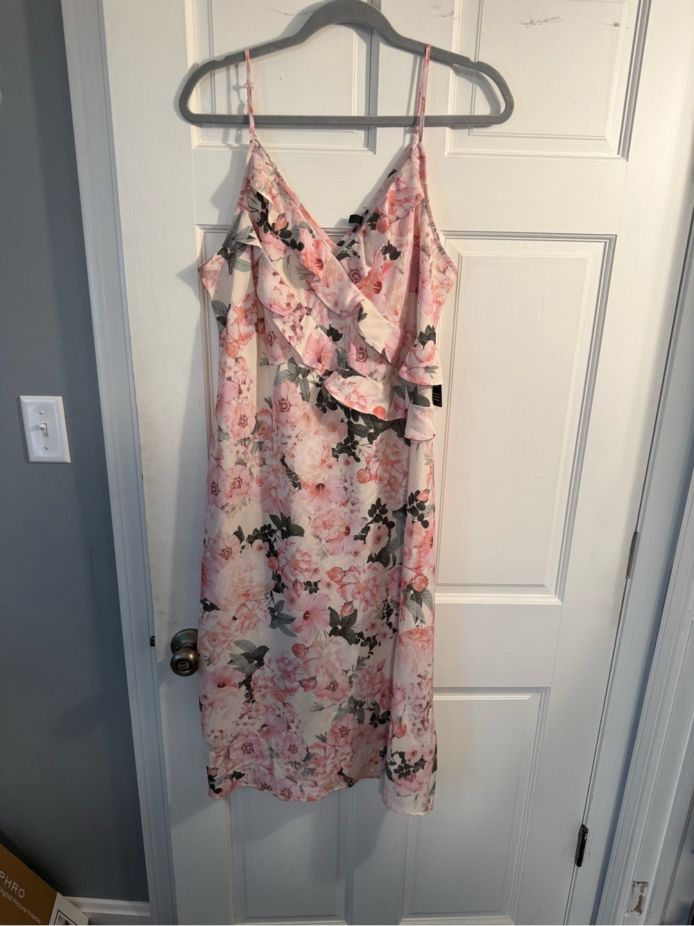Express Pink Floral Ruffle Midi Dress